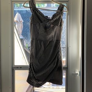 Gingham off-the-shoulder mini dress